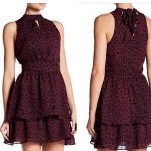 Parker Sleeveless Animal Print Ruffle Dress L
